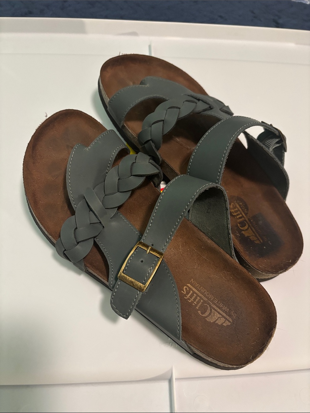 Cliffs by WHITE MOUNTAIN Braided Strap Slide Sandals - Dark Gray